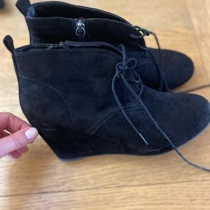 Black suede wedges